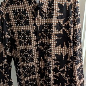 Manuheali'i Gingham Long Sleeve Men Shirt- Medium